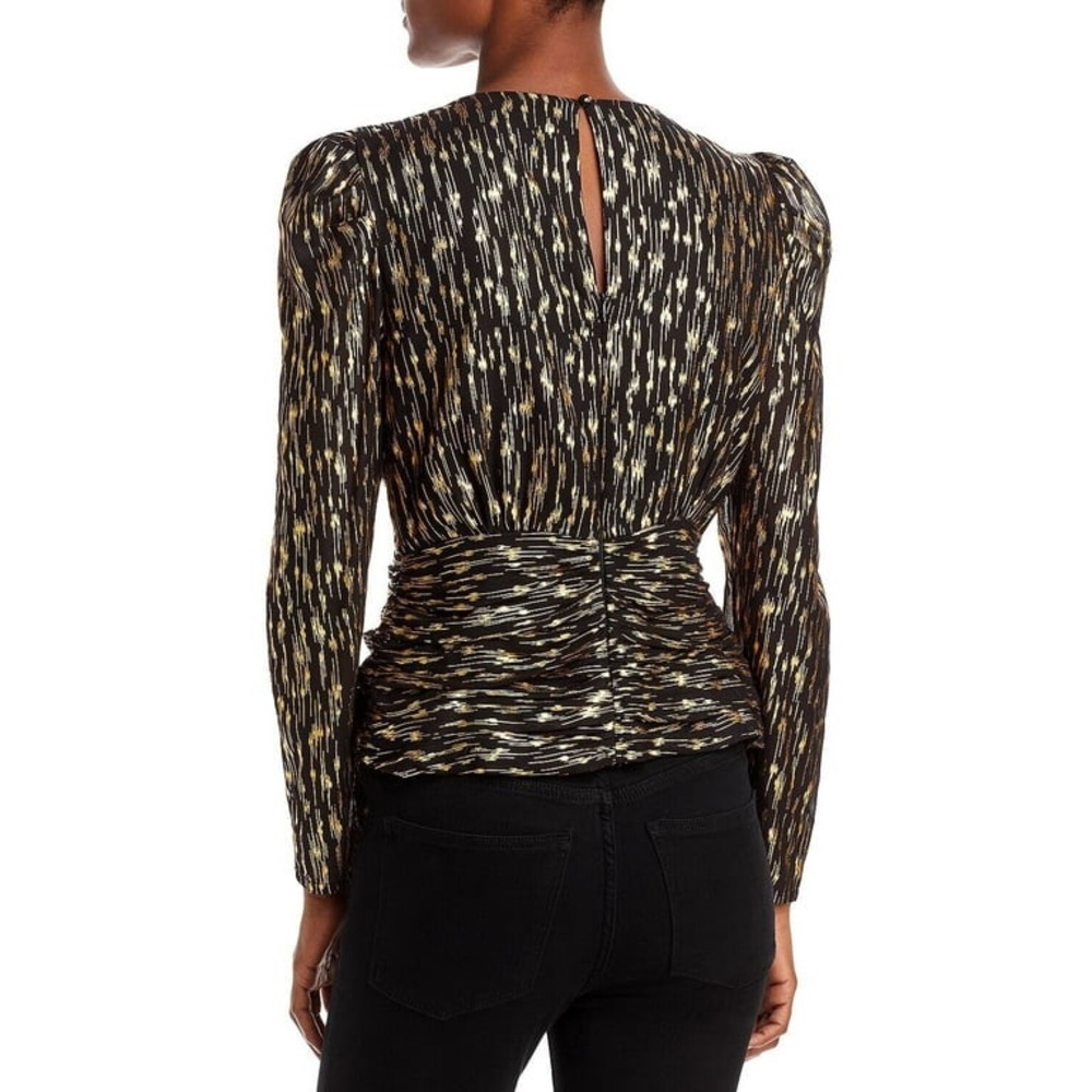 NWT Aqua Foiled Peplum V-Neck Blouse - Picture 3 of 11